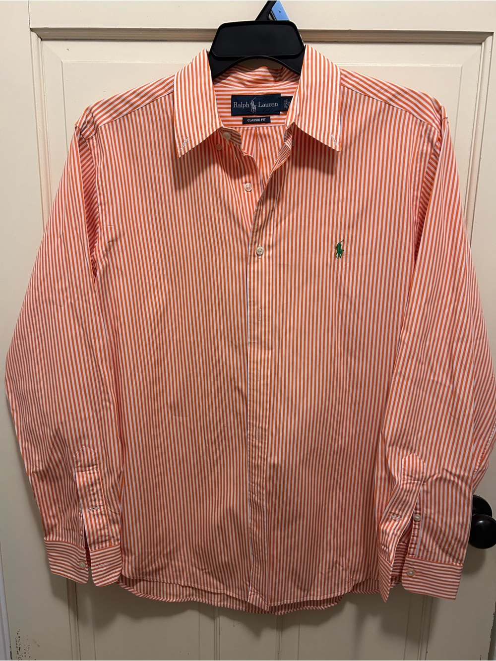 Ralph Lauren Orange Stripe Button-Down Dress Shirt Size Large